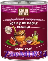 SOLID NATURA PREMIUM беззерновой для взрослых собак с потрошками говяжьими, 240 гр.(конс)