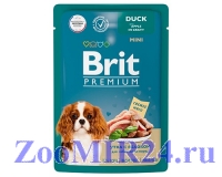 Brit Premium Premium д/собак мелких пород с Уткой и яблоком в соусе, пауч 85г