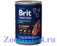 Brit Premium By Nature д/собак с чувст. пищ. Ягненком и гречкой, 410г (конс)