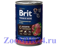 Brit Premium By Nature д/собак Мясное ассорти с потрошками, 410г (конс)