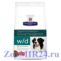 Hills Prescription Diet Canine w/d с курицей, для собак при сахарном диабете, запорах, колитах