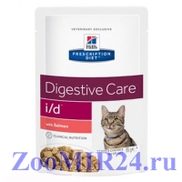 Hill's Prescription Diet Feline i/d Лосось, при проблемах с ЖКТ, 85гр (пауч)