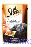 Sheba Appetito Ломтики в желе с телятиной и языком, 85г (пауч)