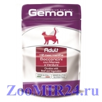 Gemon Cat Pouch паучи для кошек кусочки говядины с овощами 100 г