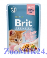 Brit Premium Cat Gravy для котят кусочки филе курицы в соусе 85 гр пауч