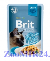 Brit Premium Cat Gravy для взрослых кошек кусочки филе курицы в соусе, 85 гр пауч