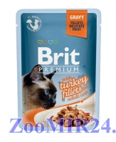 Brit Premium Cat Gravy для взрослых кошек кусочки филе индейки в соусе, 85 гр пауч