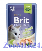 Brit Premium Cat Jelly для взрослых кошек кусочки филе форели в желе 85 гр пауч